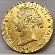 AUSTRALIA 1867 . ONE 1 SOVEREIGN . SYDNEY . GOLD